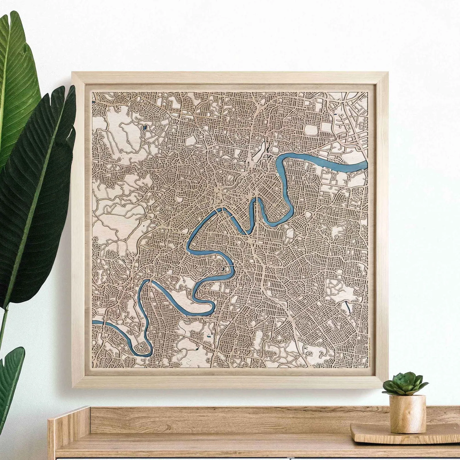 Brisbane Wooden Map