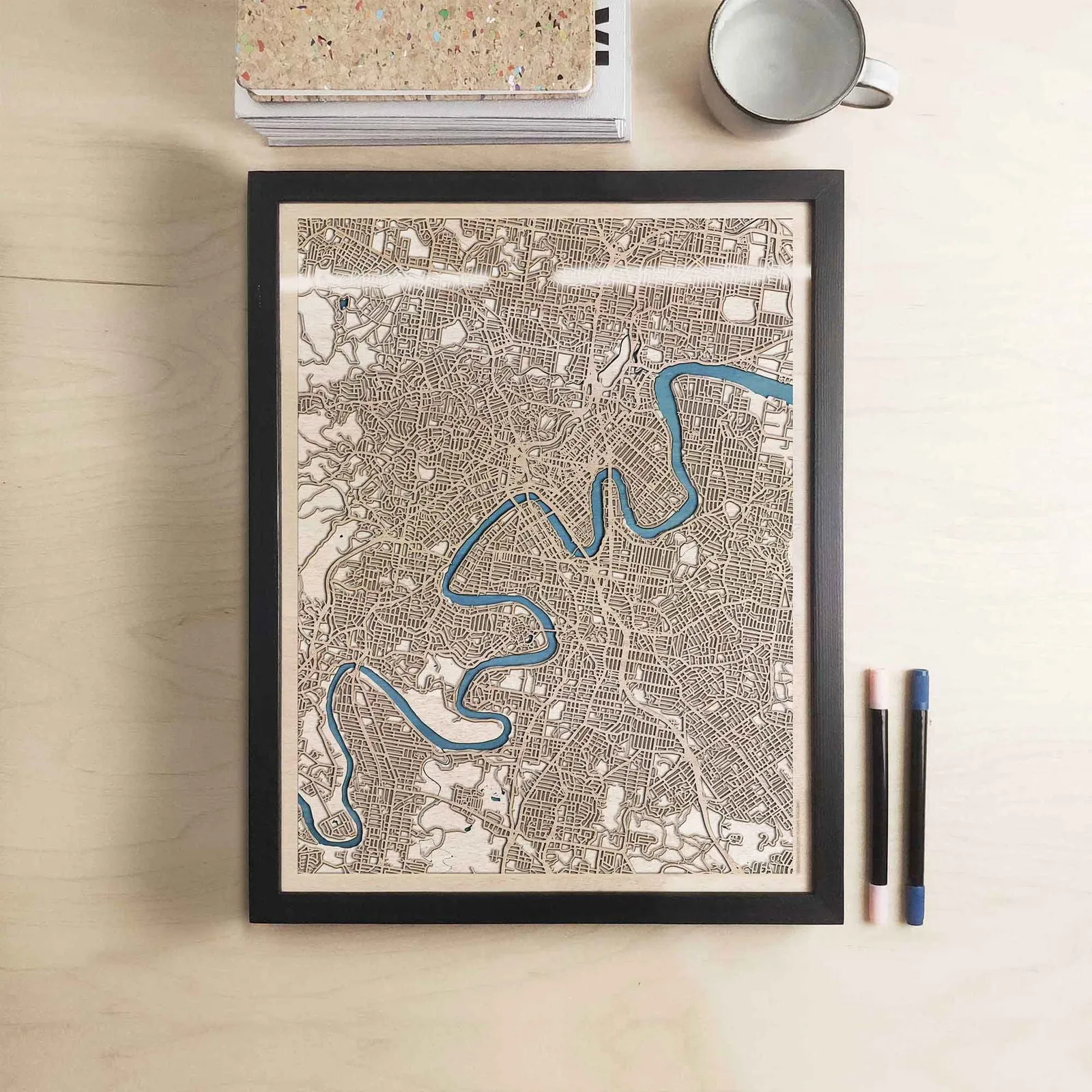 Brisbane Wooden Map