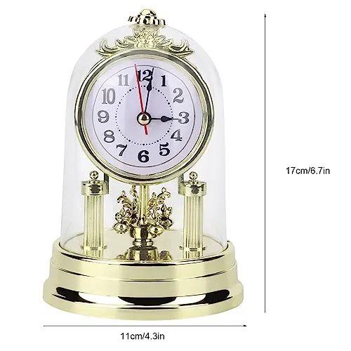 BROLEO Table Clock, Home Ornament, European Style Clock, Table Clock, Home Decoration, Clock Decoration, for Indoor Study, Bedroom, Living Room (Gold)