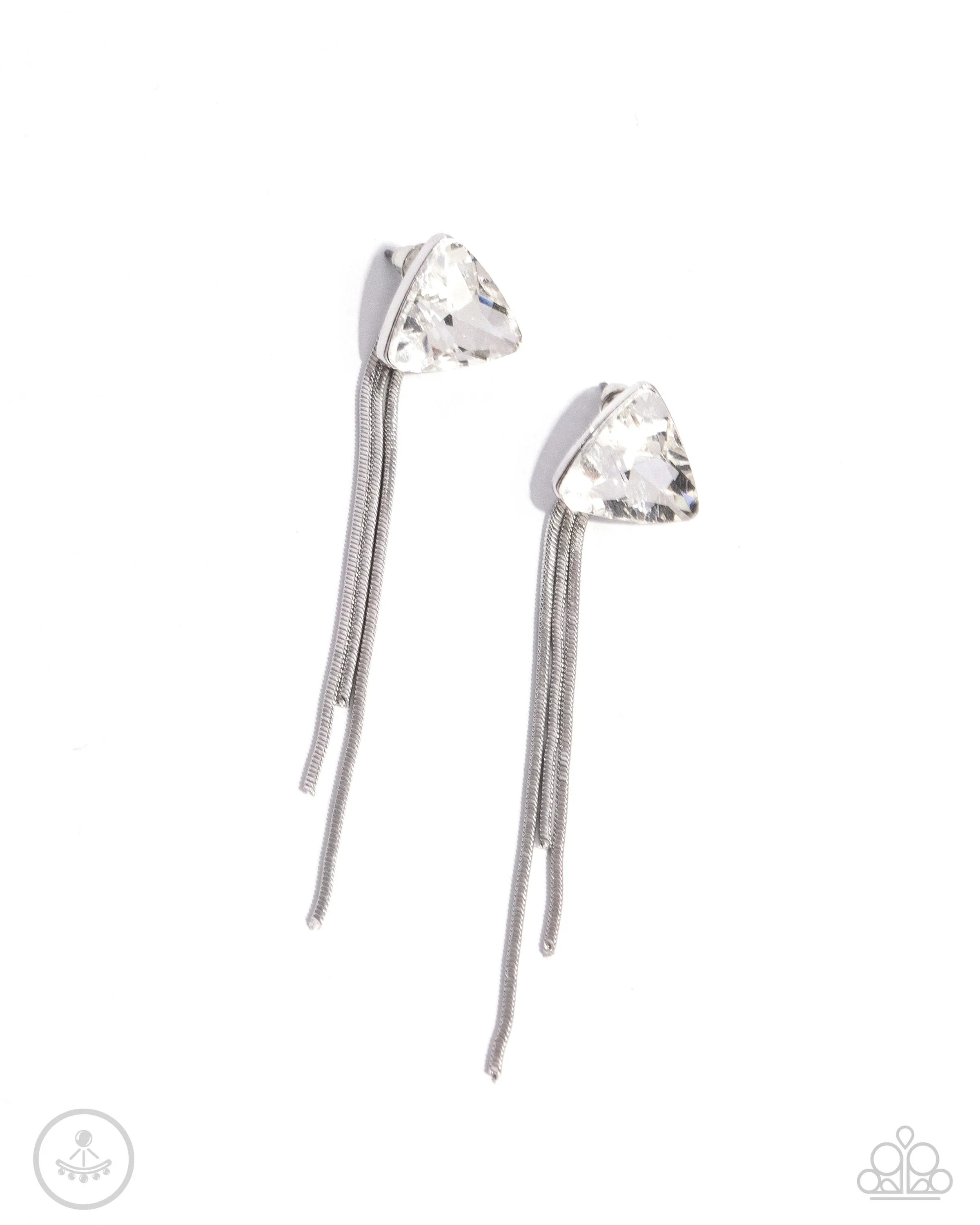 Candescent Class - White Post Earrings - Paparazzi Accessories