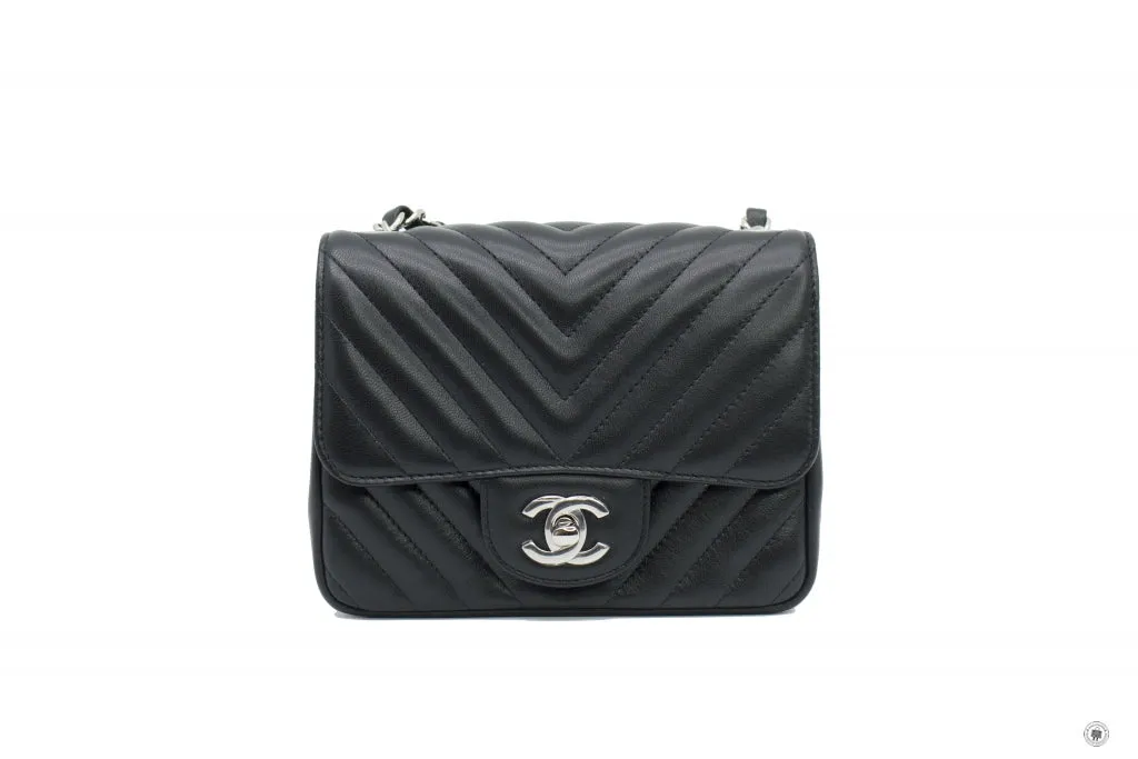 Chanel A35200 Y60594 CC Chervon Mini Square Black   94305 Lambskin 17CM Shoulder Bags Shw