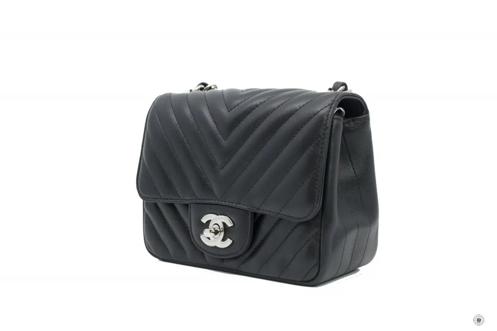 Chanel A35200 Y60594 CC Chervon Mini Square Black   94305 Lambskin 17CM Shoulder Bags Shw