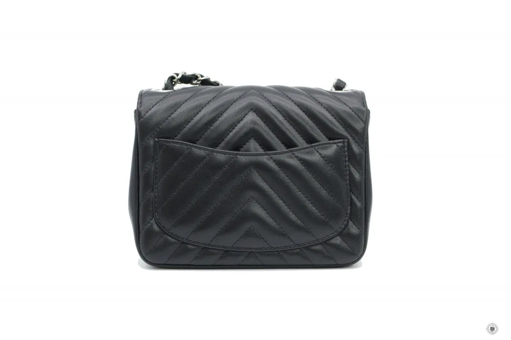 Chanel A35200 Y60594 CC Chervon Mini Square Black   94305 Lambskin 17CM Shoulder Bags Shw