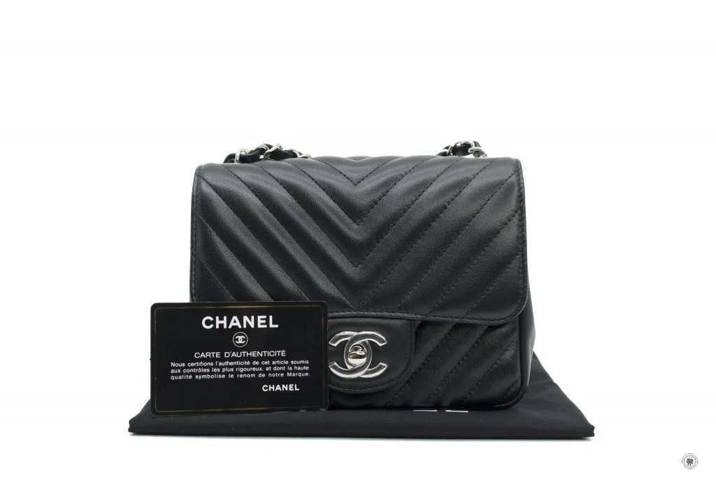 Chanel A35200 Y60594 CC Chervon Mini Square Black   94305 Lambskin 17CM Shoulder Bags Shw
