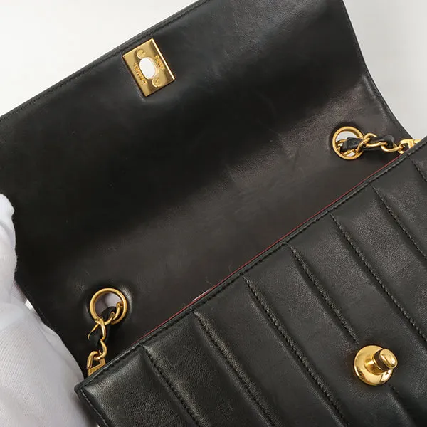 Chanel Around 2000 Made Mademoiselle Stitch Turn-Lock Chain Bag Black