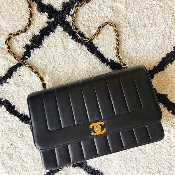 Chanel Around 2000 Made Mademoiselle Stitch Turn-Lock Chain Bag Black