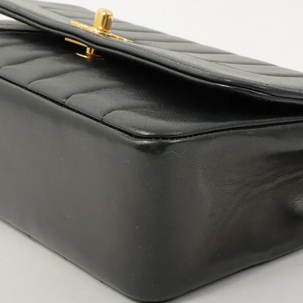 Chanel Around 2000 Made Mademoiselle Stitch Turn-Lock Chain Bag Black
