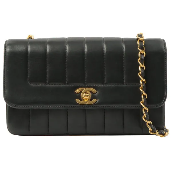 Chanel Around 2000 Made Mademoiselle Stitch Turn-Lock Chain Bag Black