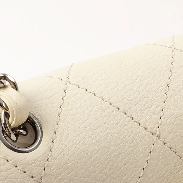 Chanel Around 2005 Made Logo Plate Chain Bag Ivory