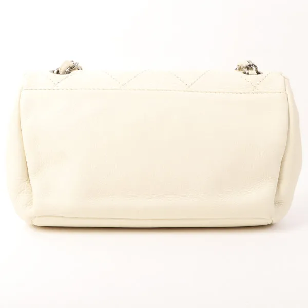 Chanel Around 2005 Made Logo Plate Chain Bag Ivory