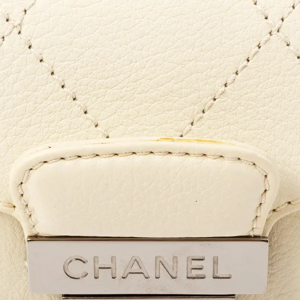 Chanel Around 2005 Made Logo Plate Chain Bag Ivory