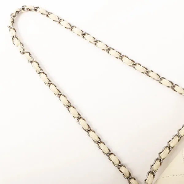 Chanel Around 2005 Made Logo Plate Chain Bag Ivory