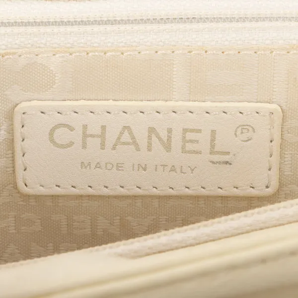 Chanel Around 2005 Made Logo Plate Chain Bag Ivory