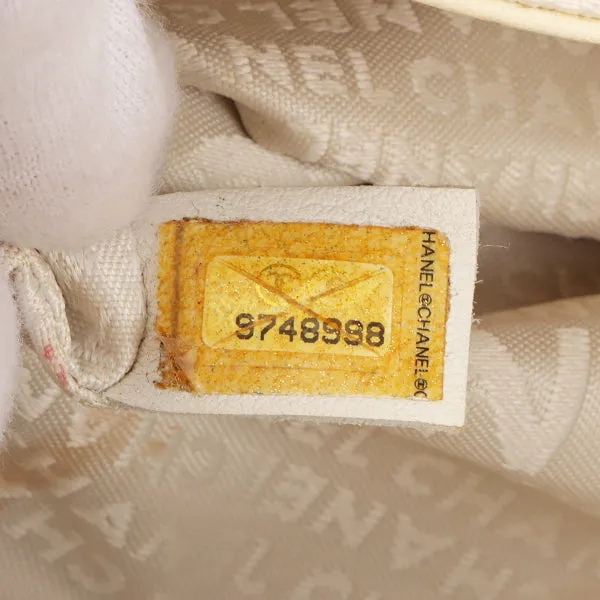 Chanel Around 2005 Made Logo Plate Chain Bag Ivory
