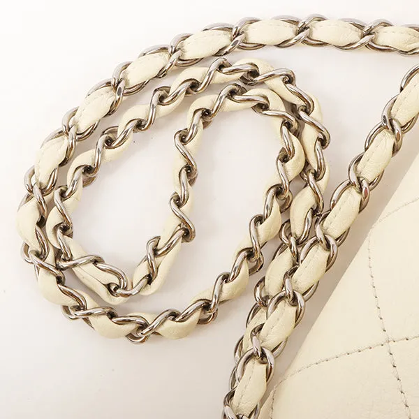 Chanel Around 2005 Made Logo Plate Chain Bag Ivory