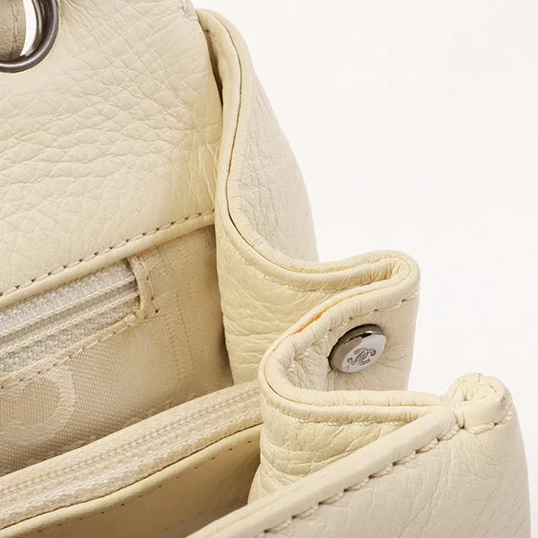 Chanel Around 2005 Made Logo Plate Chain Bag Ivory