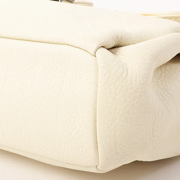 Chanel Around 2005 Made Logo Plate Chain Bag Ivory