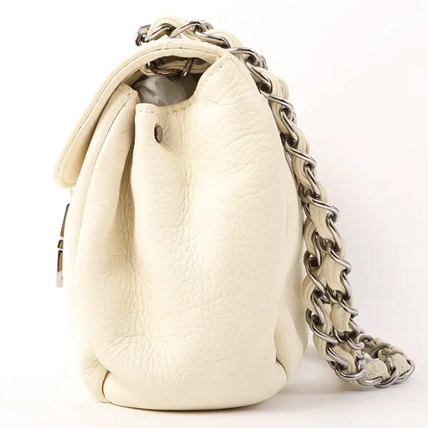 Chanel Around 2005 Made Logo Plate Chain Bag Ivory