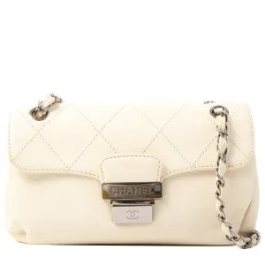 Chanel Around 2005 Made Logo Plate Chain Bag Ivory