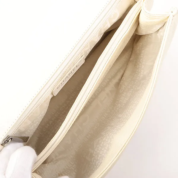 Chanel Around 2005 Made Logo Plate Chain Bag Ivory
