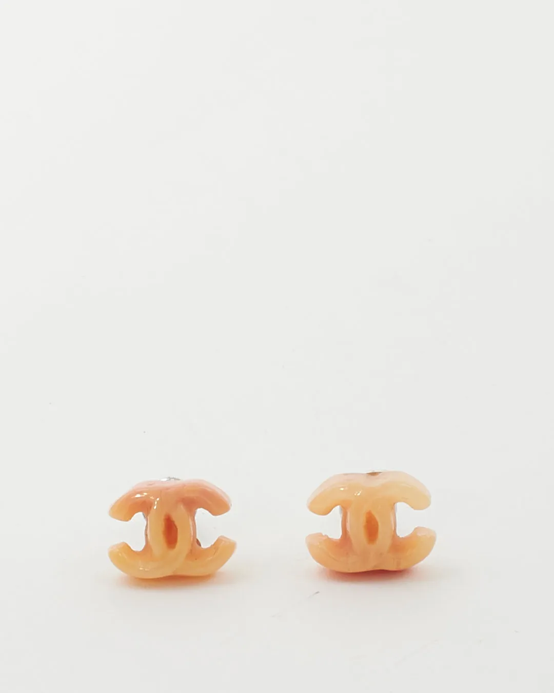 Chanel CC Pierce Earrings Pink Beige