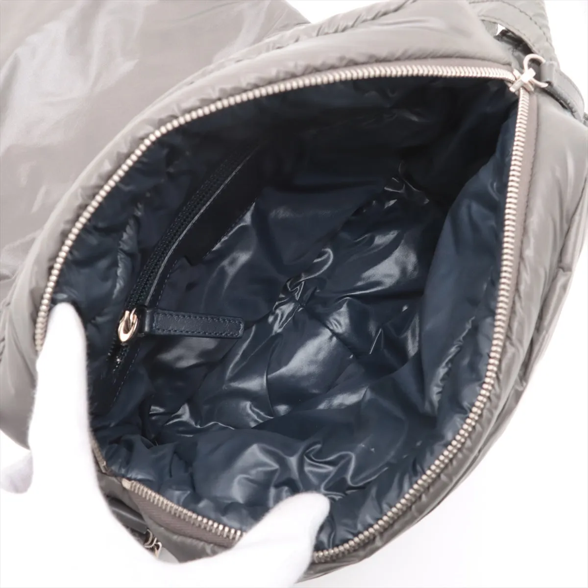 Chanel Coconut Nylon X Leather Shoulder Bag Gr Silver Gold  13th