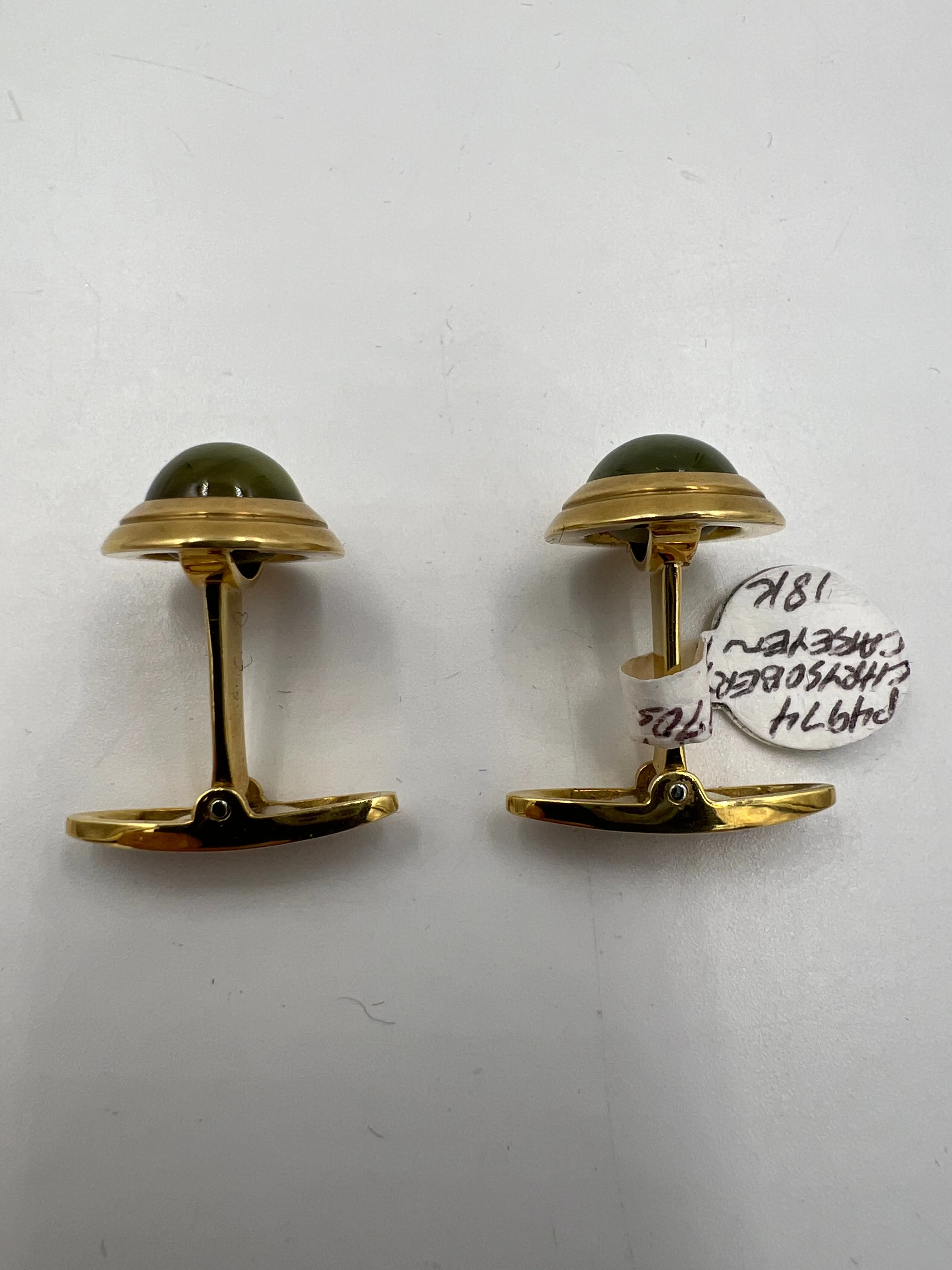Chrysoberyl Cats Eye Yellow Gold Cufflinks