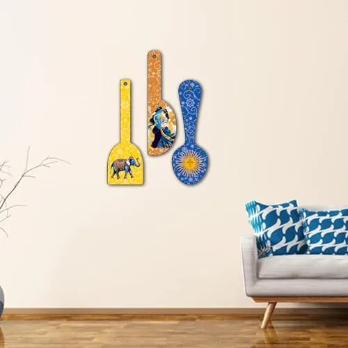 CLAWCRAFTS Modern Wooden Wall Hanging for Home Decoration | Office | Gift | Wall Decor Hanging Ornament | Living Room | Bedroom | Wooden Decorative Items (Radha Krishna)