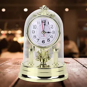 Clock, Vintage Shelf Clock Vintage Clock, Non-Ticking Desk Clock Desk Alarm Clock for Office for Home Decoration(Golden)