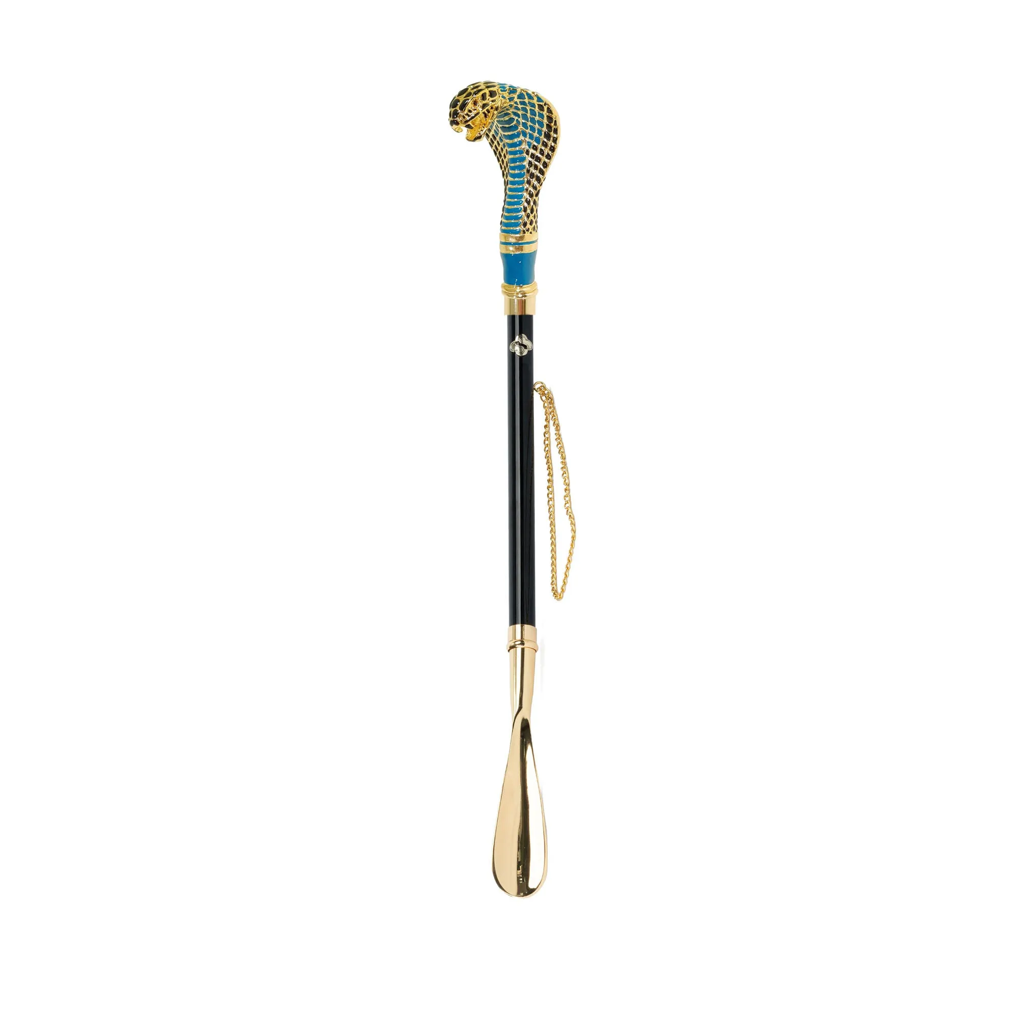 Cobra Craftsmanship: 24K Gold-Plated Shoehorn with Hand-Painted Cobra Handle