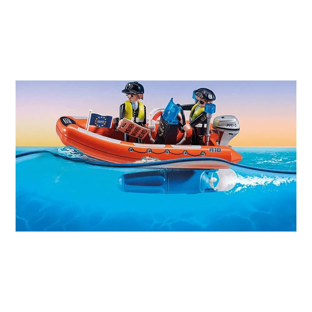 Construction set Playmobil 70769 Large container ship with a customs officer's boat