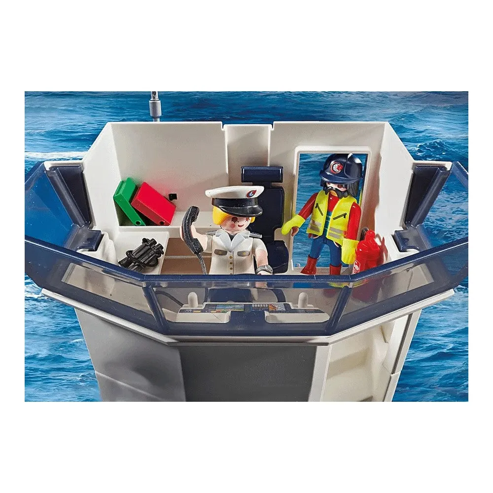 Construction set Playmobil 70769 Large container ship with a customs officer's boat