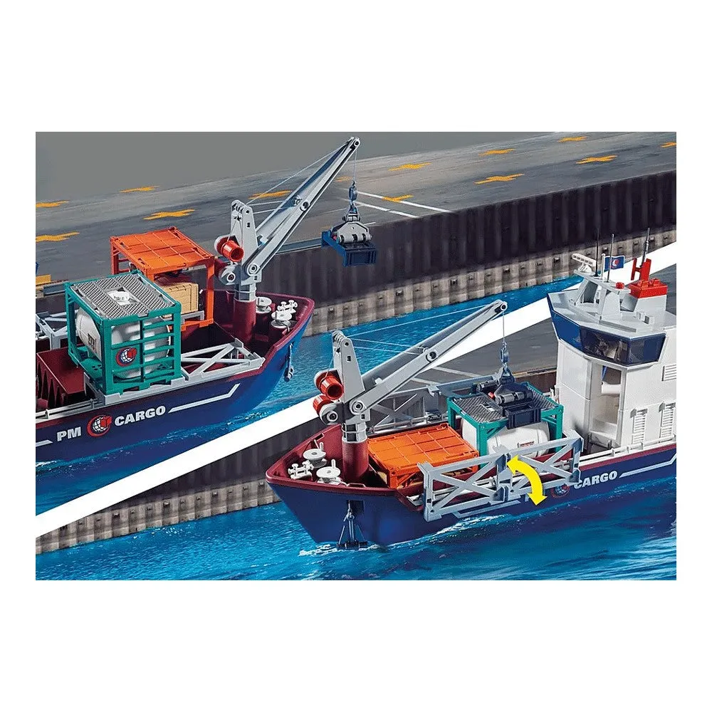 Construction set Playmobil 70769 Large container ship with a customs officer's boat