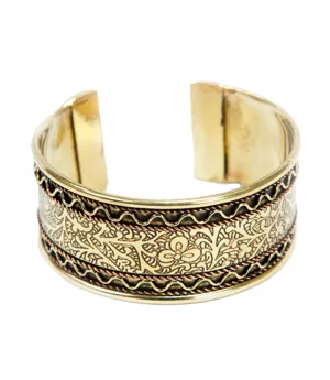 Copper and Brass Floral Cuff Bracelet