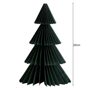 cozy Paper Christmas Tree 3D Honeycomb Paper Xmas Tree Ornament Rustic Tabletop Centerpiece for Office Home School Decor-White Dark Green
