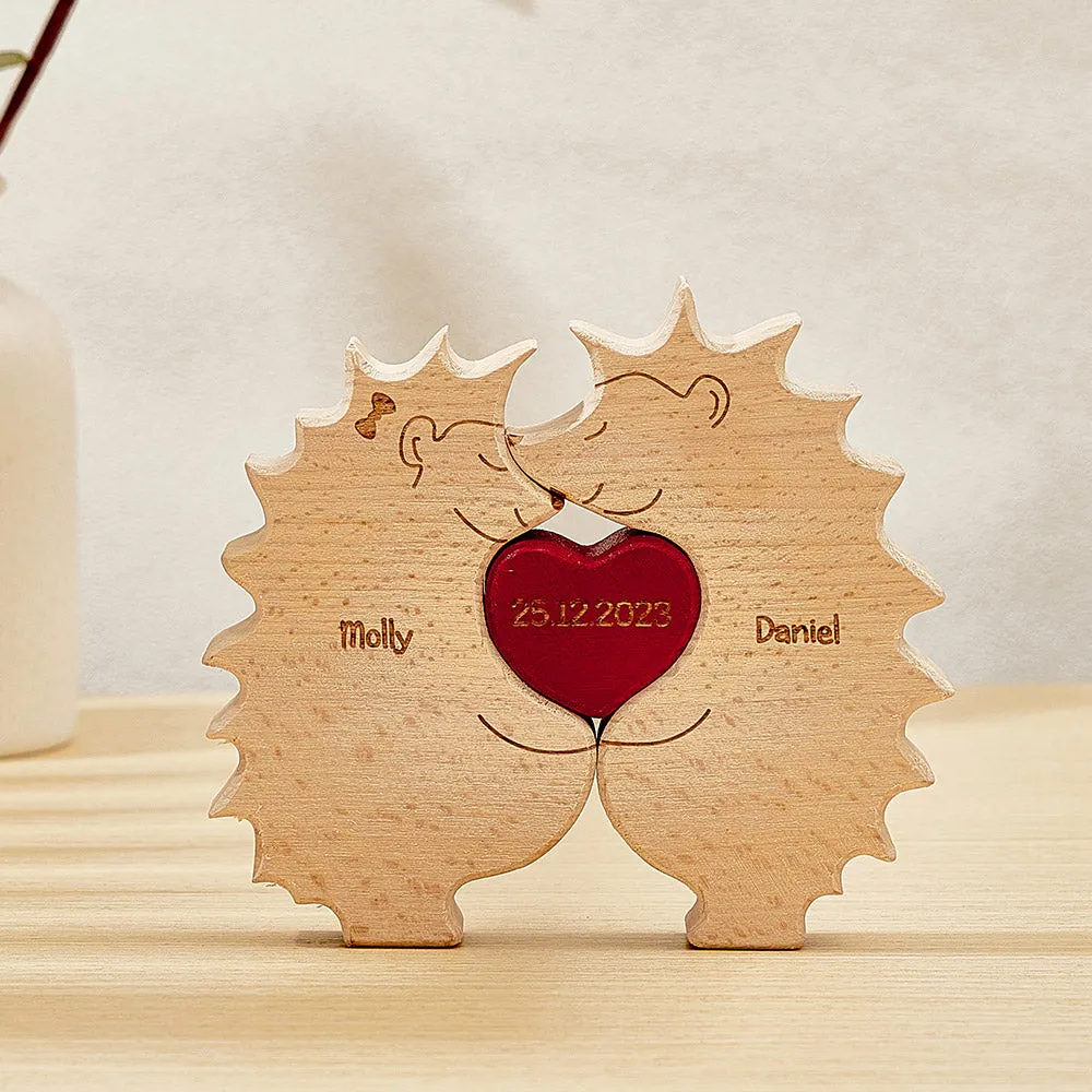 Custom Wooden Hedgehog Puzzle Personalised Hedgehog Family Names Puzzle Home Decor Gifts
