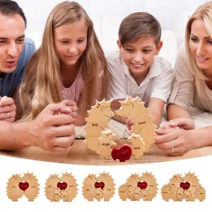 Custom Wooden Hedgehog Puzzle Personalised Hedgehog Family Names Puzzle Home Decor Gifts