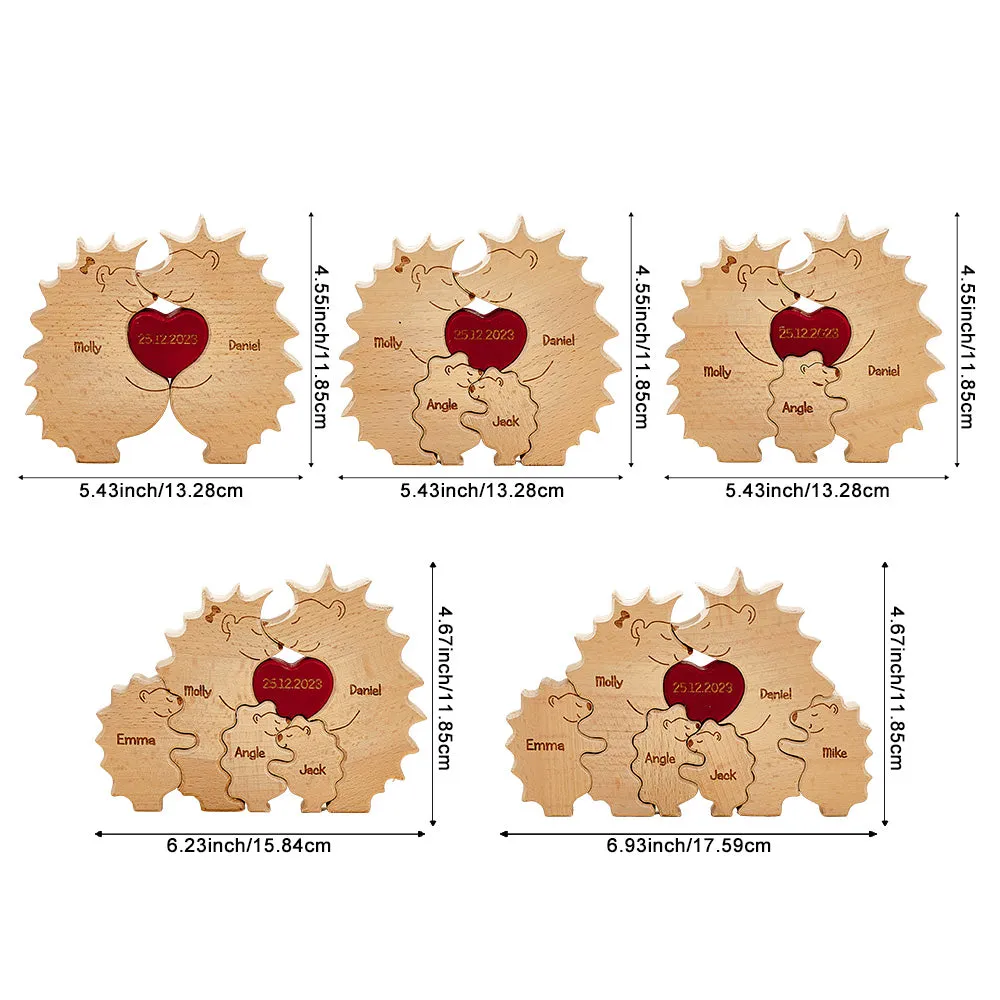 Custom Wooden Hedgehog Puzzle Personalised Hedgehog Family Names Puzzle Home Decor Gifts