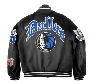 DALLAS MAVERICKS WOOL OLD ENGLISH VARSITY JACKET Black