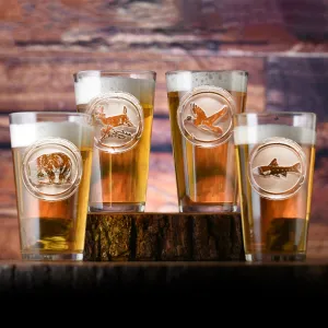 Deep-Etched Sand-Carved Wildlife Pint Glass Set