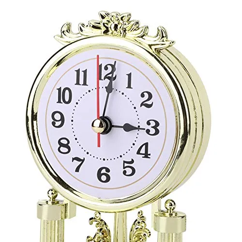 Desktop Clock, Lightweight Environmentally Friendly Non-Ticking Table Clock, Mall Hotel for Office Home(Golden)