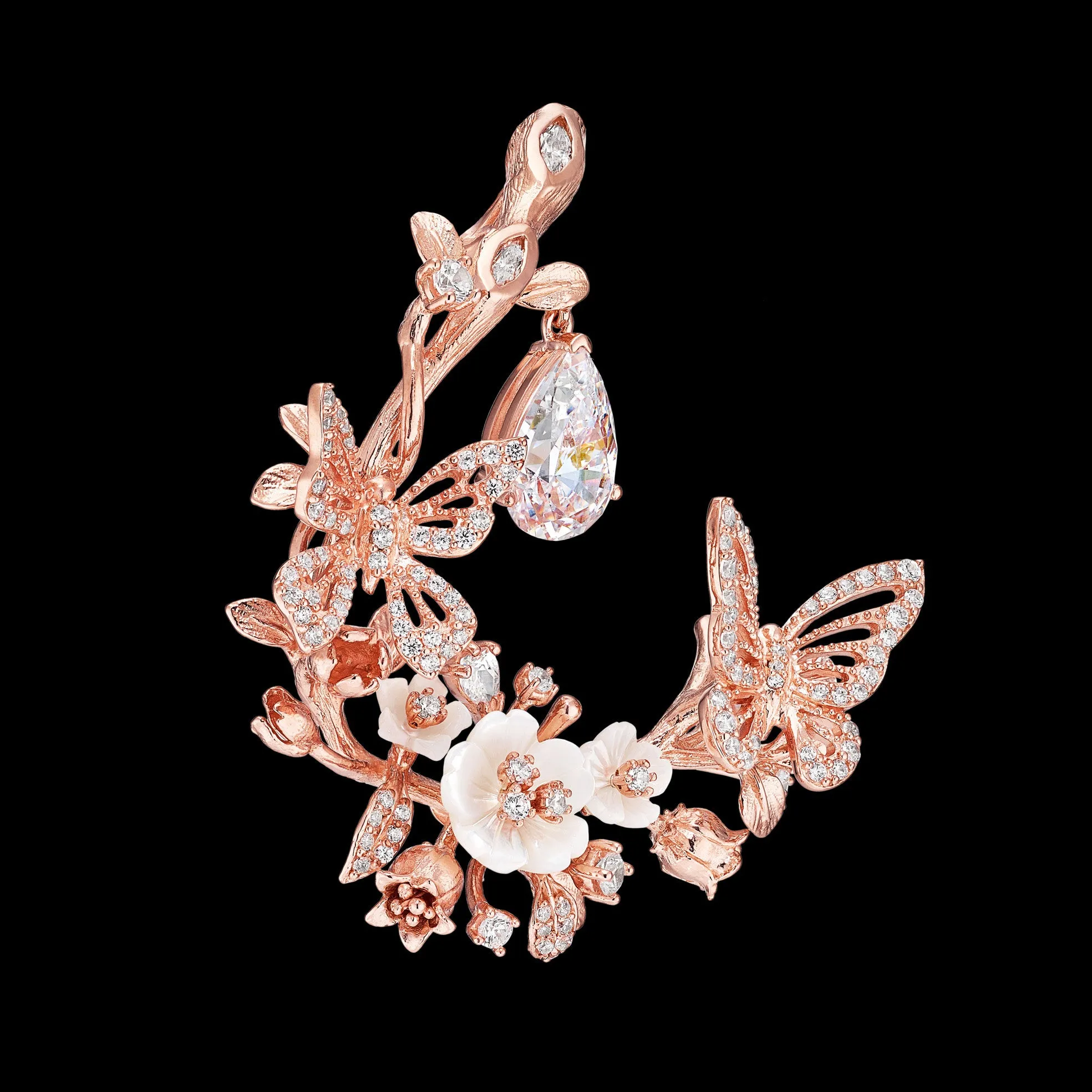 Diamond Butterfly Garland Earrings