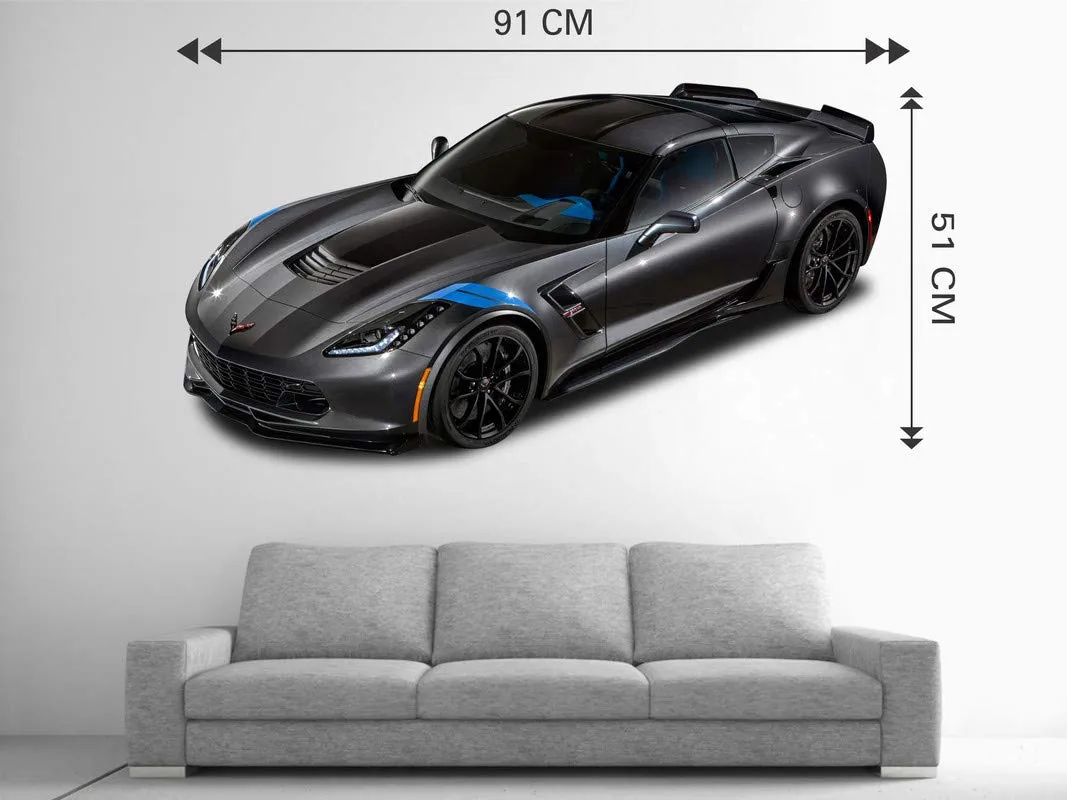DivineDesigns Black Blue Car Wall Sticker (Size :- 91 X 51 cm) | Wall Sticker for Living Room/Bedroom/Office and All Decorative Stickers