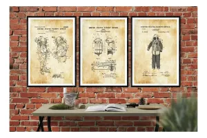 Diving Patent Collection of 3 Patent Prints - Diver Gift, Scuba Gift, Scuba Diver Poster, Deep Sea Diver, Nautical Decor, Beach House Decor