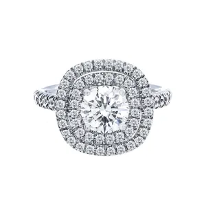 Double Cushion Diamond Halo Engagement Ring