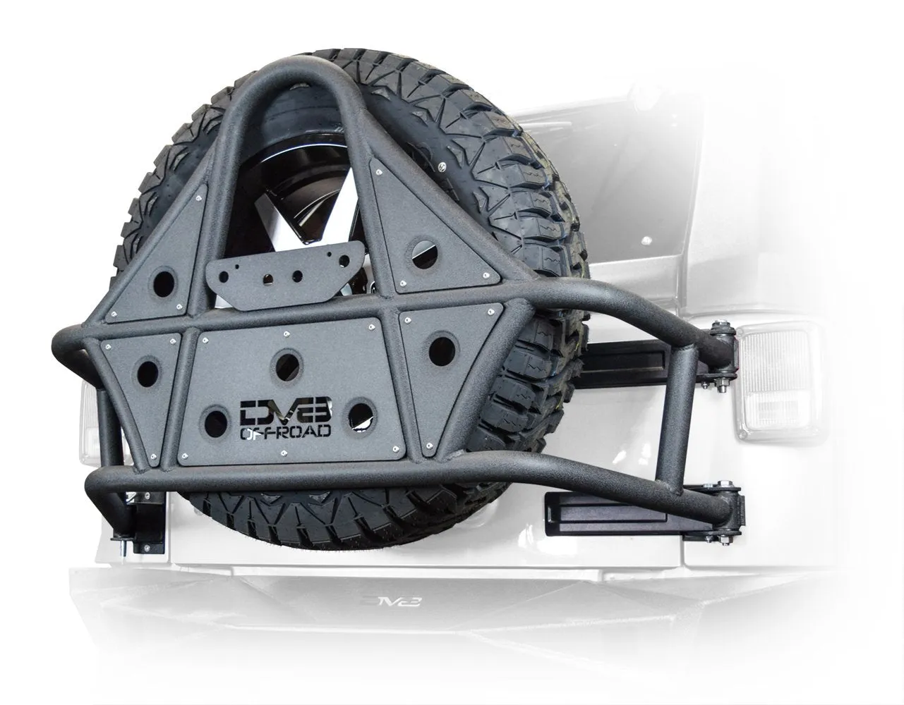 DV8 Off Road Tire Carrier Jeep Wrangler JK (2007-2018) Body Mount / with Bearing