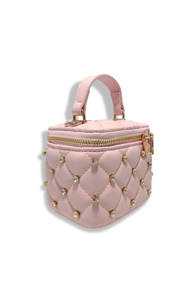 Embelished Vanity Quilted Purse in Pink