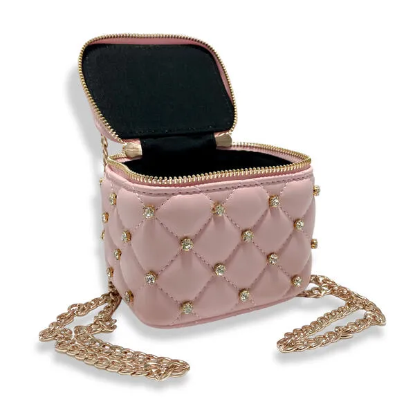 Embelished Vanity Quilted Purse in Pink