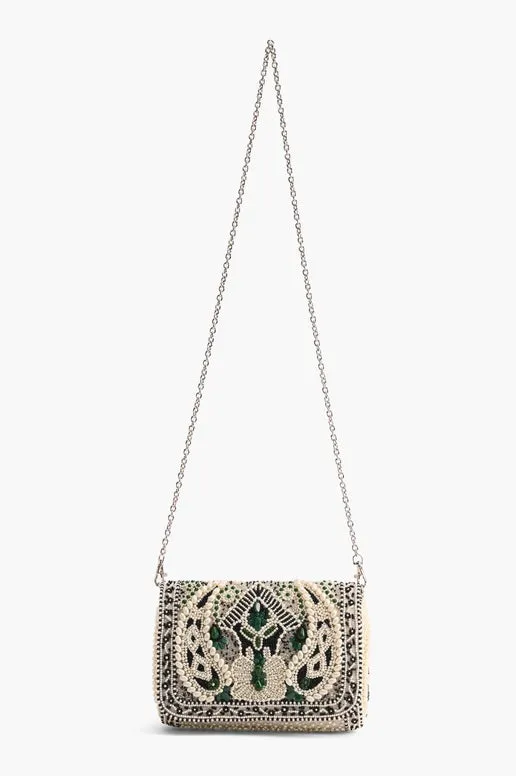 Emerald Stone Embellished Shoulder Bag - America & Beyond