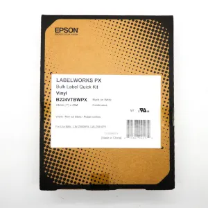 Epson LabelWorks Vinyl 24mm x 45M Black on White Bulk Label Quick Kit B224VTBWPX